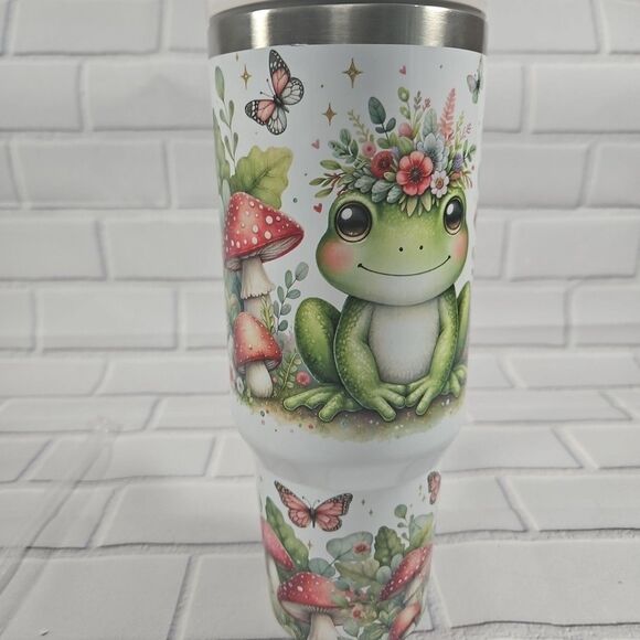 Frog Tumbler, Mushroom Tumbler, Personalized 40oz Frog Tumbler, Cute - Picture 6 of 12